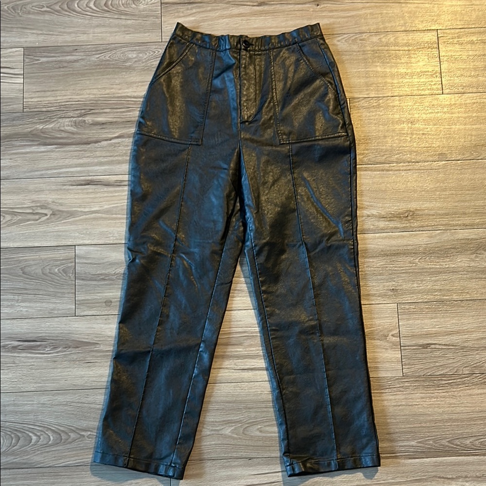 Princess Polly Black Straight Leg Faux Leather Pants